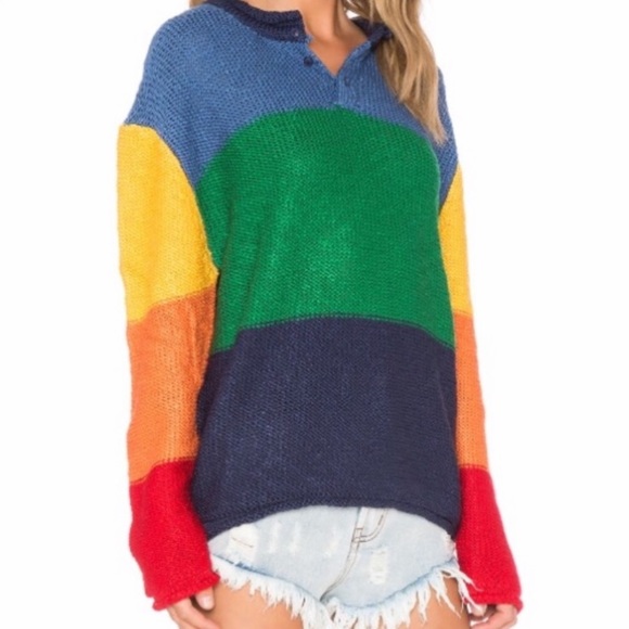 UNIF XS color block rainbow boxy Sweater